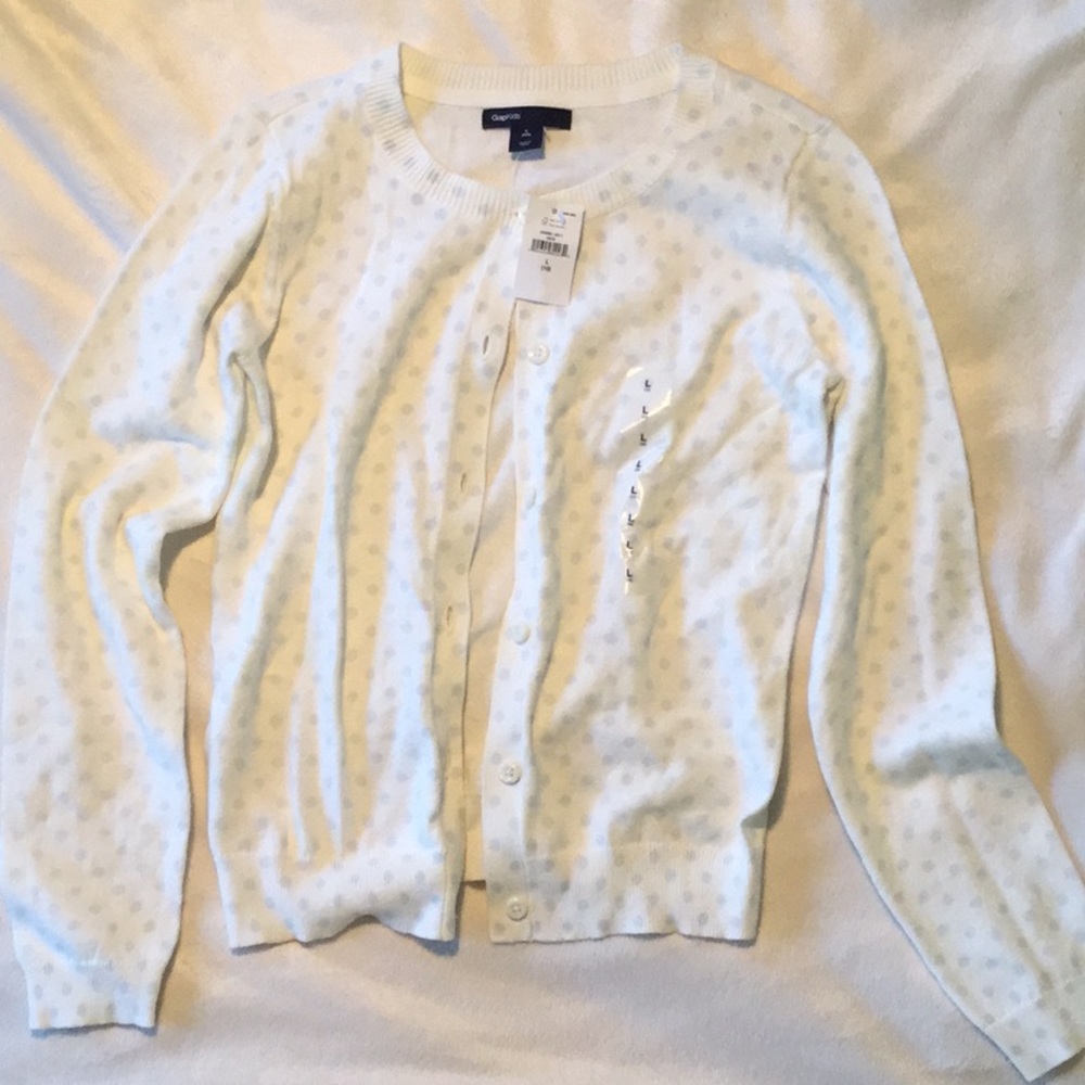 NWT GAPKids Pale Blue and White Polka Dot Sweater